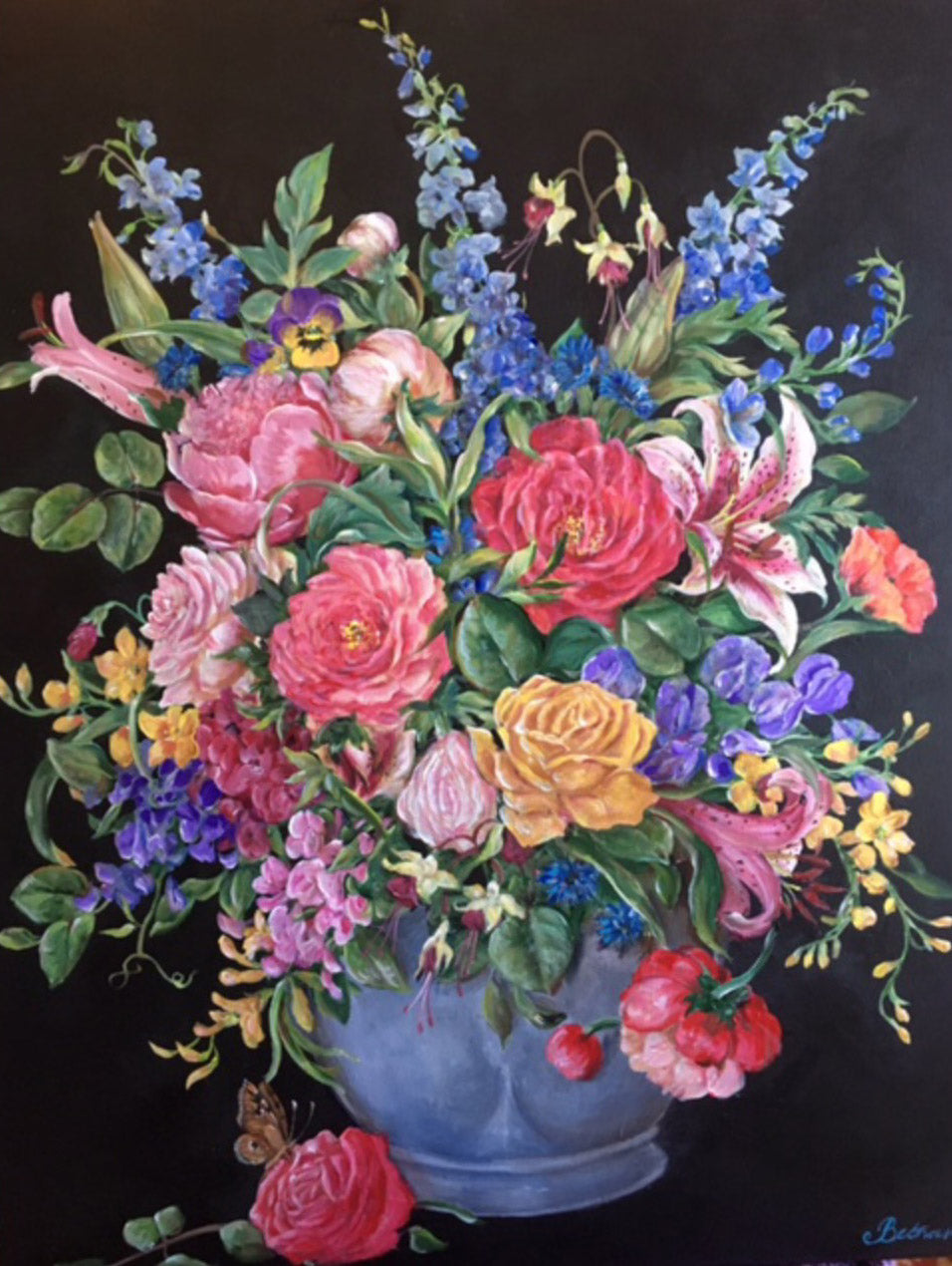 Flower Vase Acrylic Painting 24" x 30"