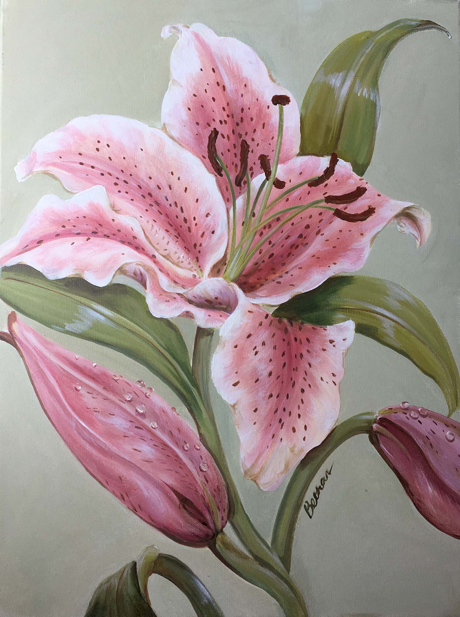 lily flower painting Lily Acrylic Painting 18" x 24"