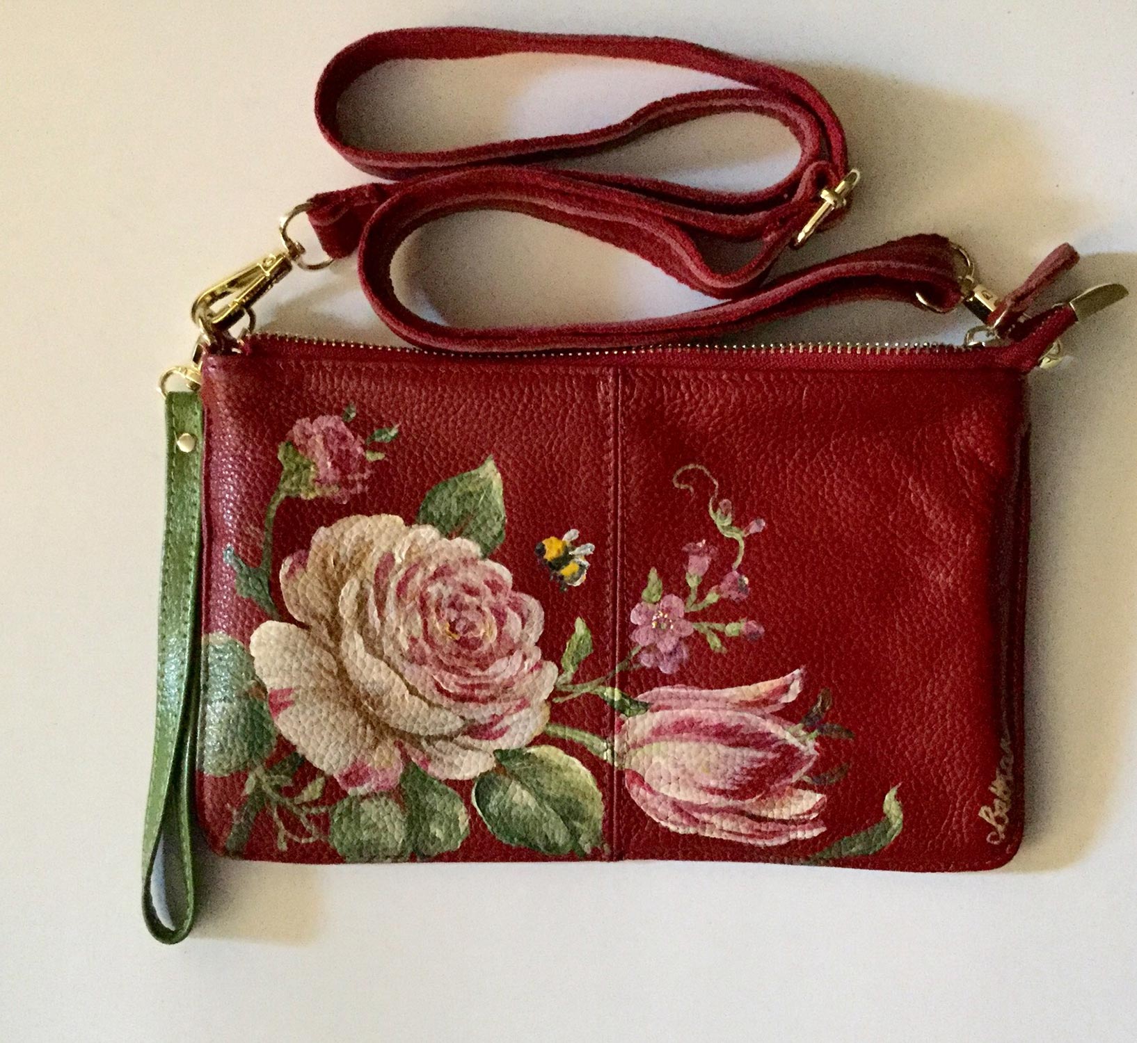 Handcrafted Palm Handbag Purse with Unique Flower Designs